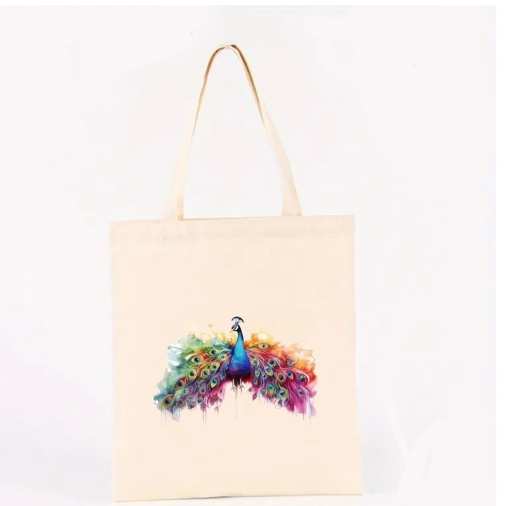 NEW!! Peacock  Canvas Tote bag.